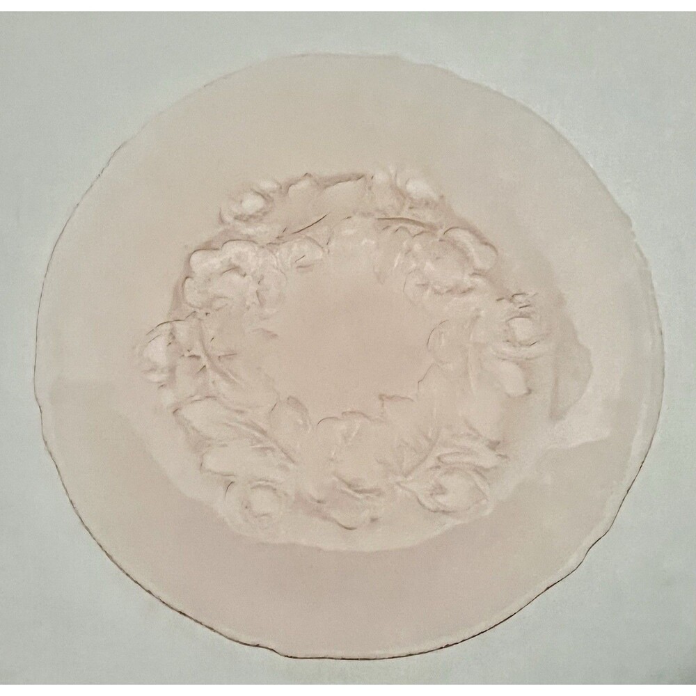 6 VTG Arcoroc France 10" Rose Pink Rosaline Platters with raised floral pattern